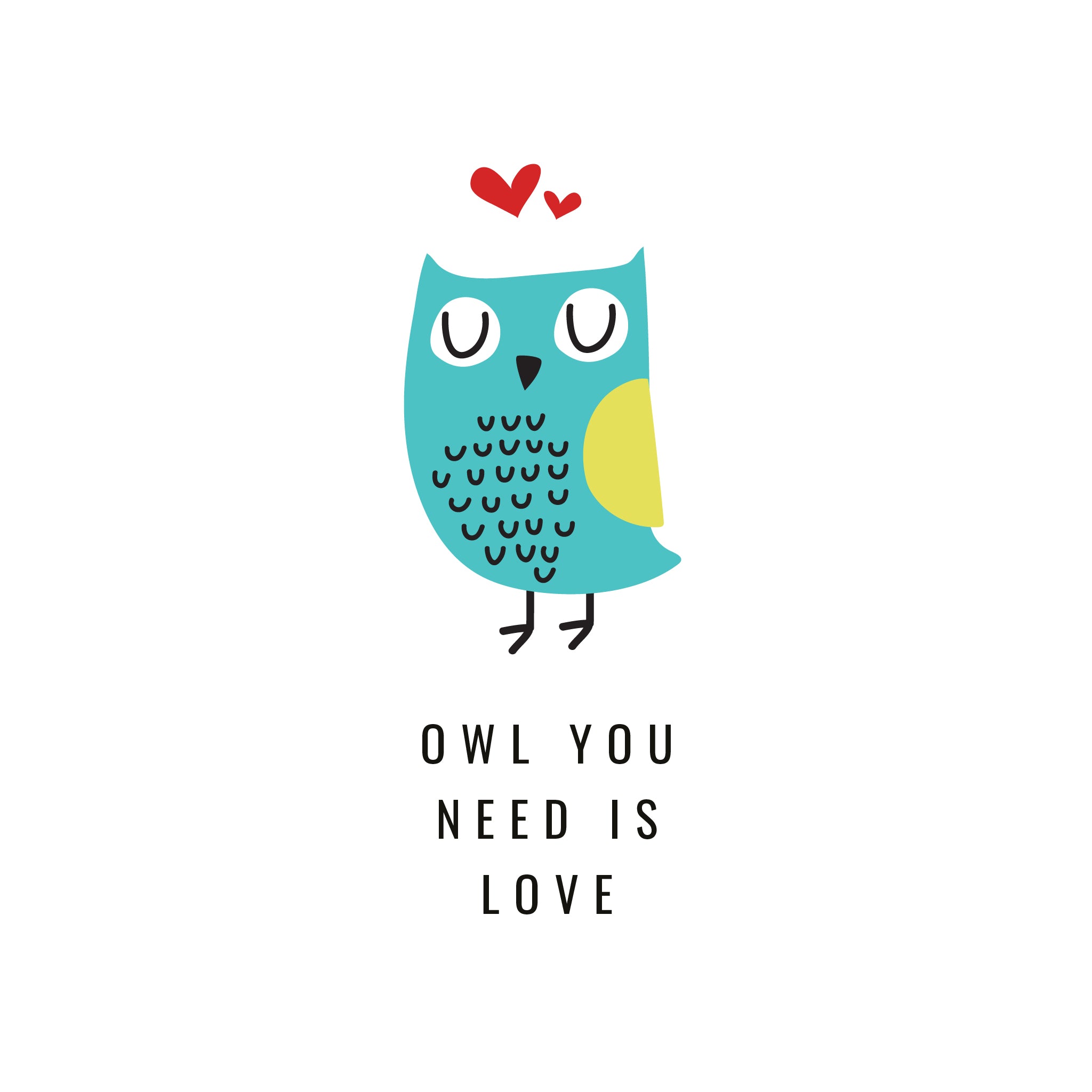 Instee Owl You Need Is Love T-shirt Unisex 100% Cotton